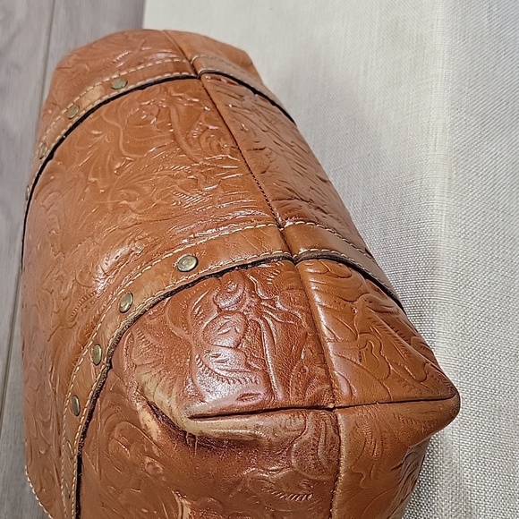 Patricia Nash Talloria Tooled Brown Leather Tote Shoulder Bag Handbag Purse - Picture 6 of 12